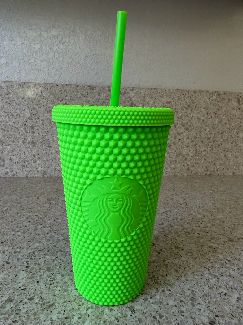 Limited Edition Starbucks Neon Green Studded Tumbler with Straw